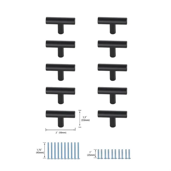 Quinn Matte Black T Bar Pull Multipack (set of 10) {6}