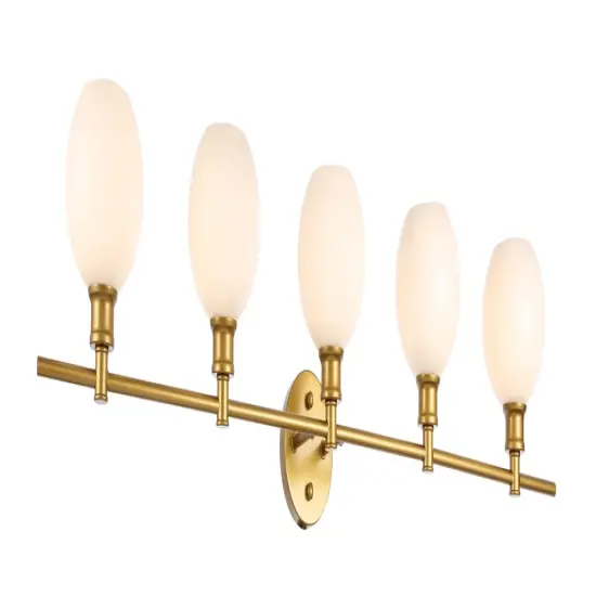 Collier 5 light Brass and Frosted white glass Wall sconce {6}