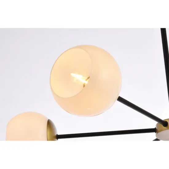 Briggs 36 inch pendant in black and brass with white shade {6}