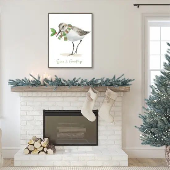 Christmas Sandpiper II by Lucca Sheppard Canvas Art Framed {6}
