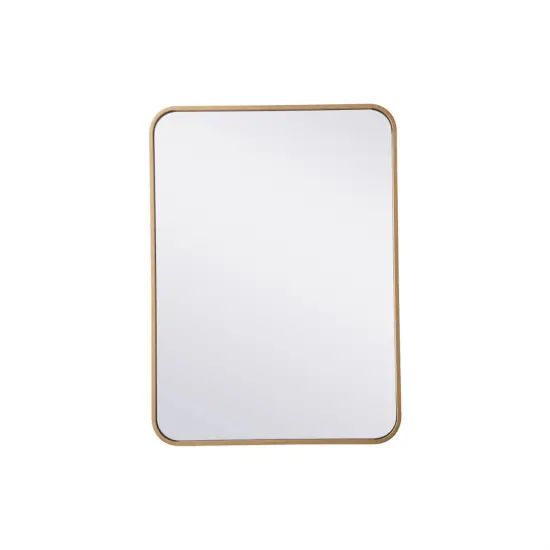 Soft corner metal rectangular mirror 22x30 inch in Brass {1}