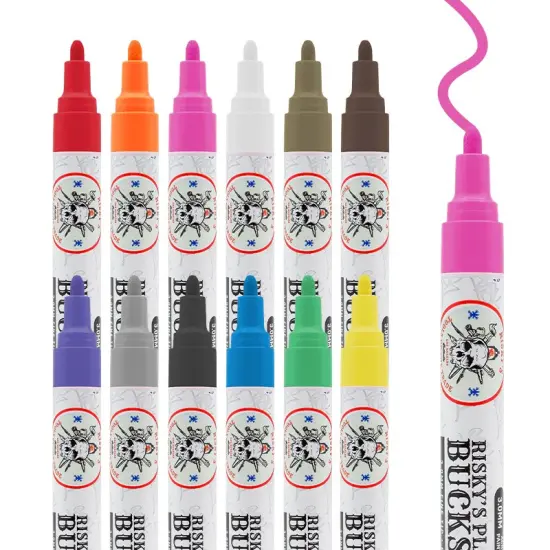 Risky's Tools of the Trade Platinum 3mm Buckshot Acrylic Paint Pens 12 Pack for Graffiti or Fine Art {1}