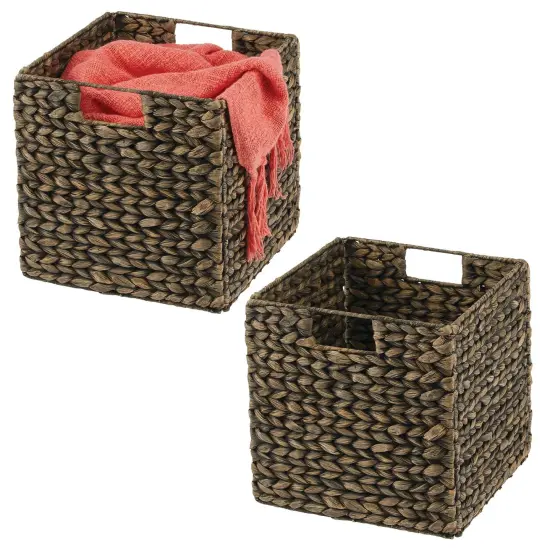 mDesign Large Woven Hyacinth Home Storage Basket for Cube Furniture, 2 Pack {1}