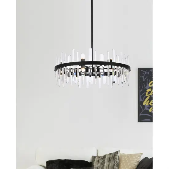Serena 32 inch crystal round chandelier in black {2}
