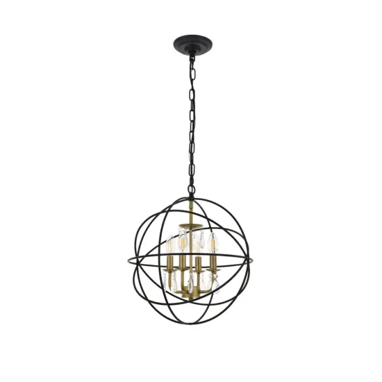Wallace 4 light Matte Black and Brass Pendant {3}