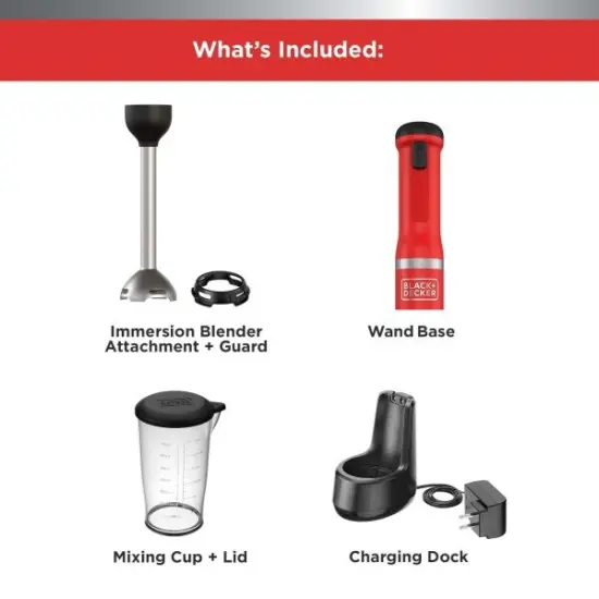 BLACK+DECKER Kitchen Wand Blender Kit, Red (BCKM1011K06) {2}