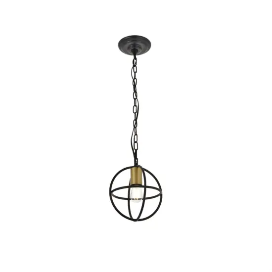 Octavia 1 light Brass and Dark Brown Pendant {1}