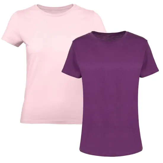 2 Pack: RADYAN&reg; - Women Ringspun Cotton Crewneck T-Shirts White burgundy {2}