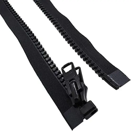#10 Reversible Heavy Duty Molded Vislon Zipper with 2 Heads - Choose Your Length 150"-250" Inches - Color Black - 1 Zipper Per Pack - Made in The United States (180" Inches) {1}