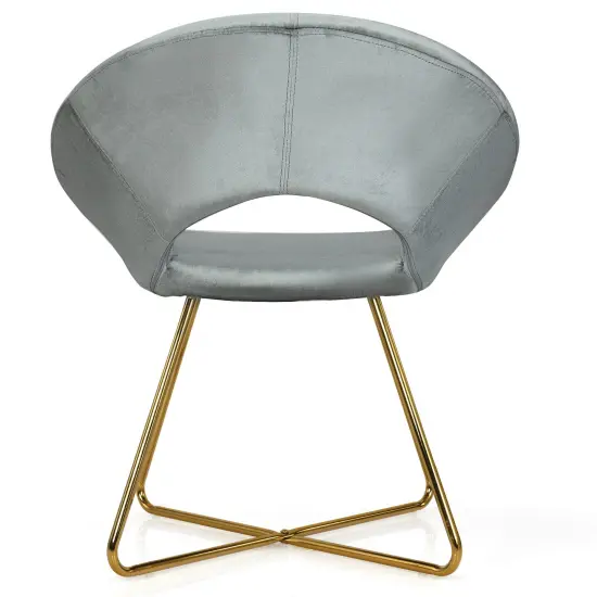 Modern Glam Velvet Accent Arm Chair with Golden Metal Legs and Soft Cushion Seat Grey {6}