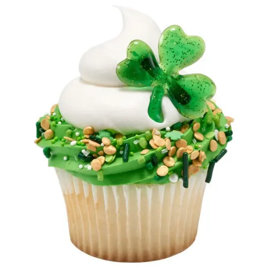 Shamrock Puffy Glitter Cupcake Rings, 12ct {4}