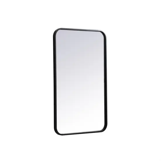 Soft corner metal rectangular mirror 18x30 inch in Black {6}