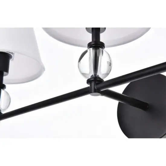 Bethany 3 lights bath sconce in black with white fabric shade {4}