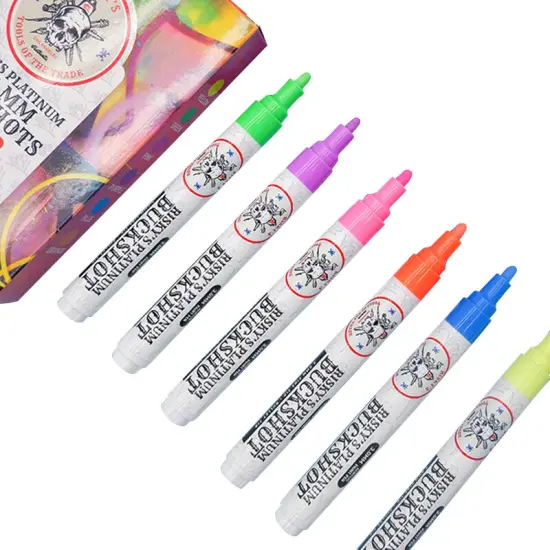 Risky's Tools of the Trade Platinum 3mm Buckshot Acrylic Paint Pens 6 pack of Fluorescents for Graffiti or Fine Art {4}