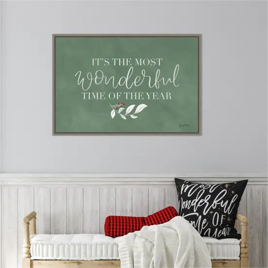 Green Christmas IV by Becky Thorns Canvas Art Framed {6}