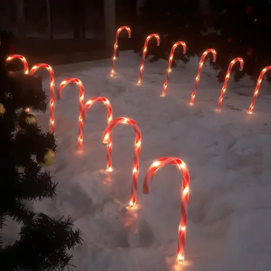 45 LED 6 Candy Cane Lights - 4 FT in Length - Festive Outdoor Lighting - Ideal for Holidays, Decorations, Garden Lighting - Eco-Friendly, Weather-Resistant {1}