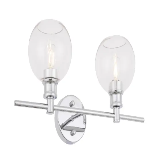 Collier 2 light Chrome and Clear glass Wall sconce {6}