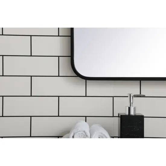 Soft corner metal rectangular mirror 22x40 inch in Black {4}