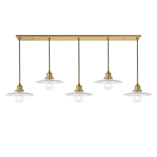 Waltz 5 light brass Pendant {6}