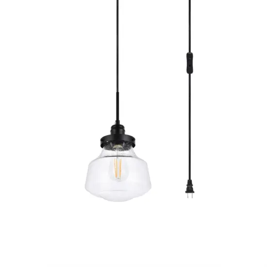 Lyle 1 light Black and Clear seeded glass plug in pendant {3}