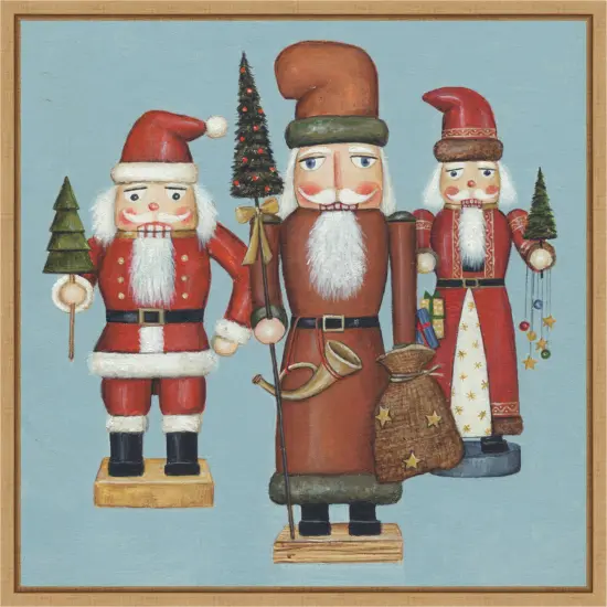 Santa Nutcrackers by David Carter Brown Canvas Art Framed {1}
