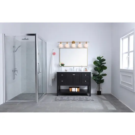 Gene 5 light Brass and Frosted white glass Wall sconce {2}