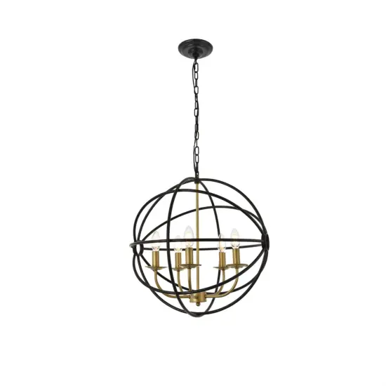 Octavia 5 light Brass and Dark Brown Pendant {4}