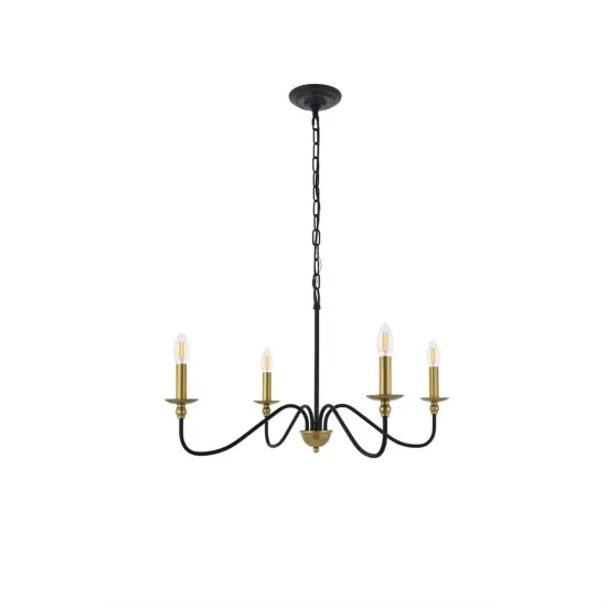 Rohan 4 light Matte Black and Brass Pendant {3}
