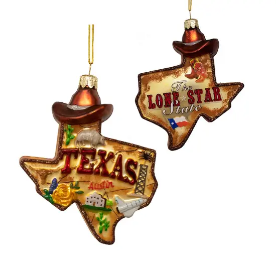 4.85" Glass Texas Ornament | Unique Christmas Decor {1}