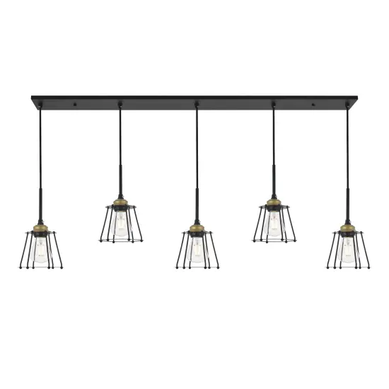 Auspice 5 light brass and black Pendant {6}