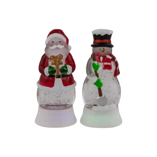 Northlight LED Lighted Color Changing Santa and SnowmanAcrylic Christmas Snow Globes - 6.25" - Set of 2 Red {3}