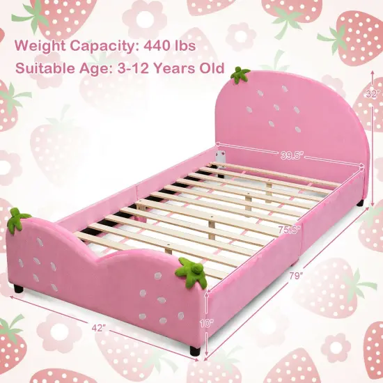 Kids Children Upholstered Berry Pattern Toddler Bed {4}