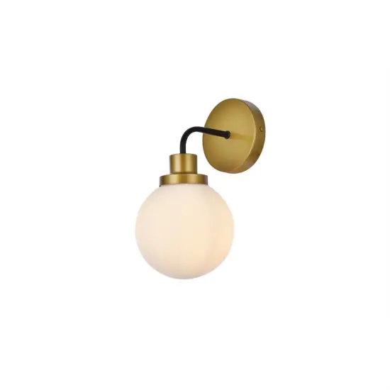 Hanson 1 light bath sconce in black with brass with frosted shade {3}