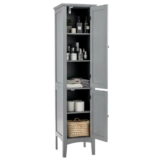 Freestanding Bathroom Storage Cabinet for Kitchen and Living Room Grey {4}