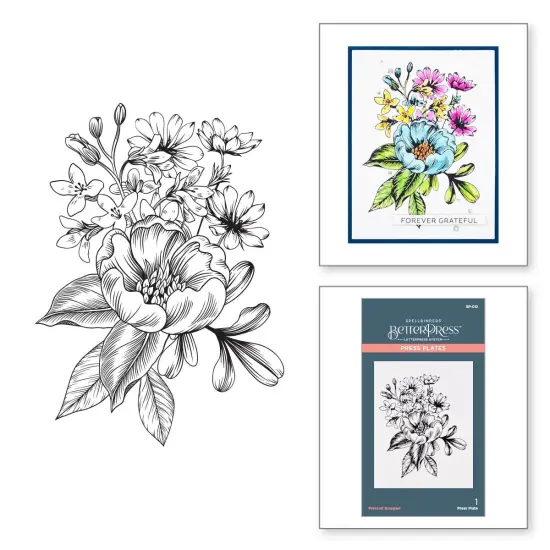 Spellbinders BetterPress Letterpress System Press Plates-Pressed Bouquet 1/Pkg {6}