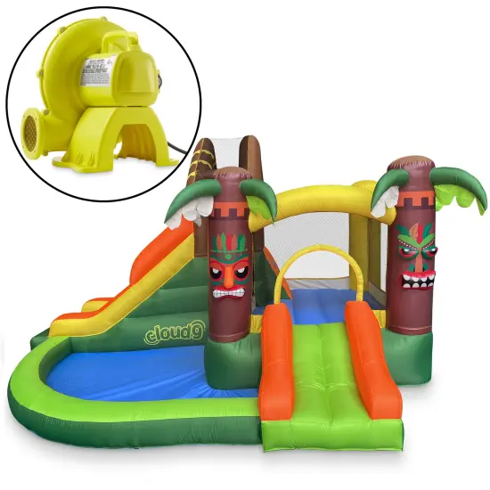 Cloud 9 Inflatable Jungle Bounce House with Blower, Bouncer for Kids with Two Slides, Jumping Area, and Ball Pit {2}