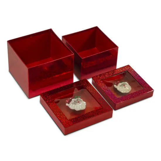 Value Pack of 3 Hologram Gift Box Set with Decorative Santa Sequin Applique {3}