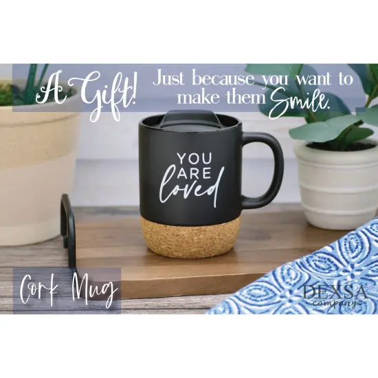 Dexsa You Are Loved Designer Cork Bottom Mug with Lid - 14 oz {3}