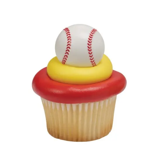 3D Baseball Cupcake Rings, 12ct {1}
