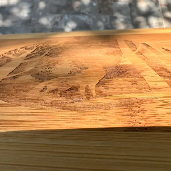 Winter Wolf Cutting Board 14''x9.5''x.5'' Bamboo {5}