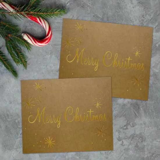 Great Papers! Note Card, Kraft with Gold Foil, Merry Christmas, 4.875" x 3.375"(folded), 50 cards/Kraft envelopes {3}