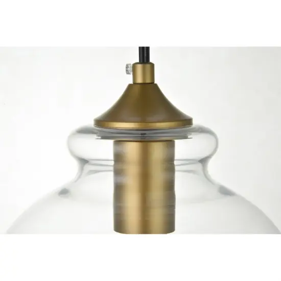 Destry 1 Light brass plug-in Pendant With Clear Glass {5}