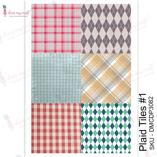 Dress My Craft Transfer Me Sheet A4-Plaid Tiles #1 {3}