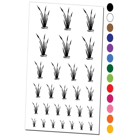 Cattails in Water Temporary Tattoo Water Resistant Fake Body Art Set Collection Yellow {1}