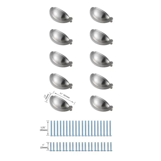 Claude 2-3/4" Center to Center Brushed Nickel Cup Bar Pull Multipack (set of 10) {6}