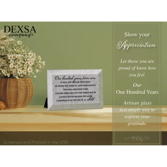 Dexsa One Hundred Years Beveled Glass Plaque with Easel {4}
