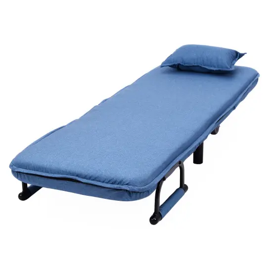 Convertible Folding Leisure Recliner Sofa Bed Blue {6}