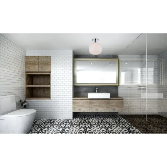 Baxter 1 Light Chrome Flush Mount With Frosted White Glass {2}