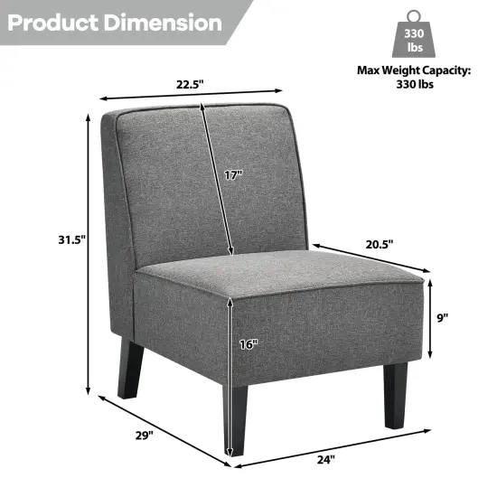 Modern Arm-less Accent Chair with Rubber Wood Legs Grey {3}