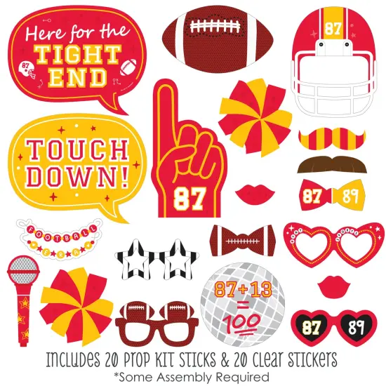 Big Dot of Happiness In My Football Era - Red and Gold Sports Party Photo Booth Props Kit - 20 Count {3}